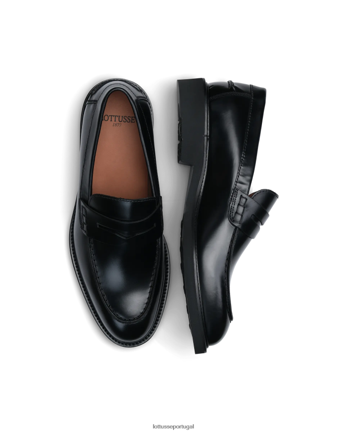 ponto Lottusse homens mocassins de bezerro brilhantes baltimore preto 86F22T163 calçados