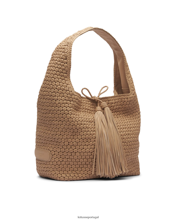 ponto Lottusse mulheres noodbag natural merino cordeiro macio hobo bege 86F22T343 acessórios