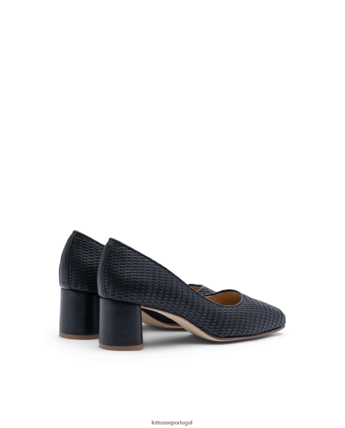 ponto Lottusse mulheres sapatos de couro de malha de bezerro nicole preto 86F22T285 calçados