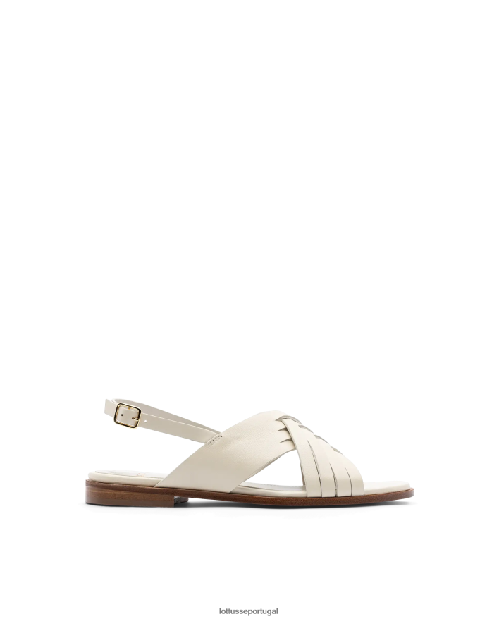 ponto Lottusse mulheres sandálias macias de cordeiro nylo off white 86F22T256 calçados